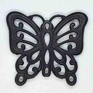 Cast Iron Butterfly Pot Holder Black Insect Kettle Food Trivet.